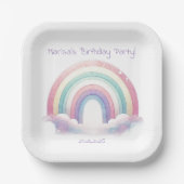 Pastel Rainbow Birthday Party Paper Plates ペーパープレート (正面)