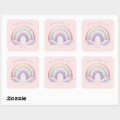 Pastel Rainbow Birthday Party Square Stickers スクエアシール (シート)
