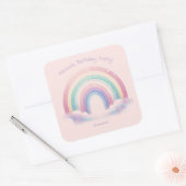 Pastel Rainbow Birthday Party Square Stickers スクエアシール (封筒)