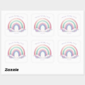Pastel Rainbow Birthday Party Square Stickers スクエアシール (シート)