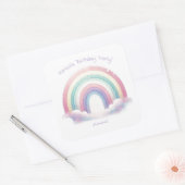 Pastel Rainbow Birthday Party Square Stickers スクエアシール (封筒)