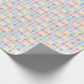 Pastel Rainbow Checkered Squares,Birthday, Baby ラッピングペーパー (角)