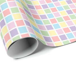 Pastel Rainbow Checkered Squares,Birthday, Baby ラッピングペーパー