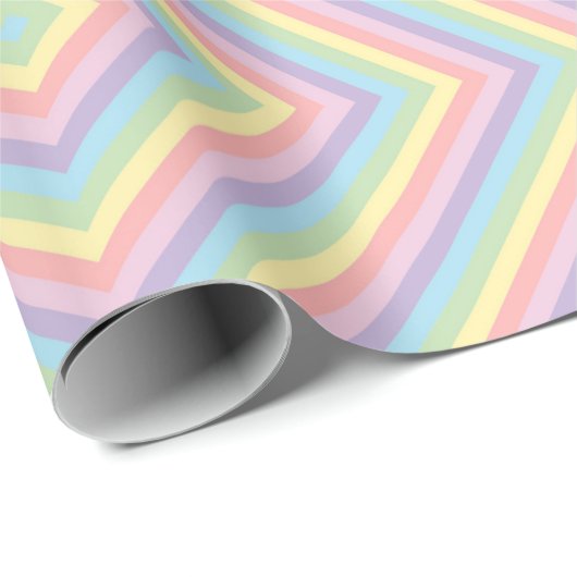 Pastel Rainbow Chevron Stripe Wrapping Paper ラッピングペーパー (ロールコーナー)