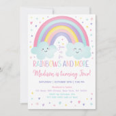 Pastel Rainbow Cloud Girl Fourth Birthday 招待状 (正面)
