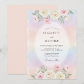 Pastel Rainbow Ethereal Romantic Wedding 招待状 (正面/裏面)