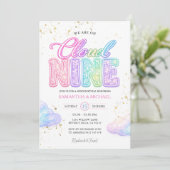 Pastel Rainbow Glitter Lettering Gender Reveal  招待状 (スタンド正面)