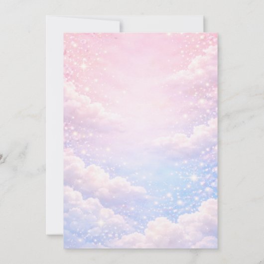 Pastel Rainbow Glitter Lettering Gender Reveal  招待状 (裏面)