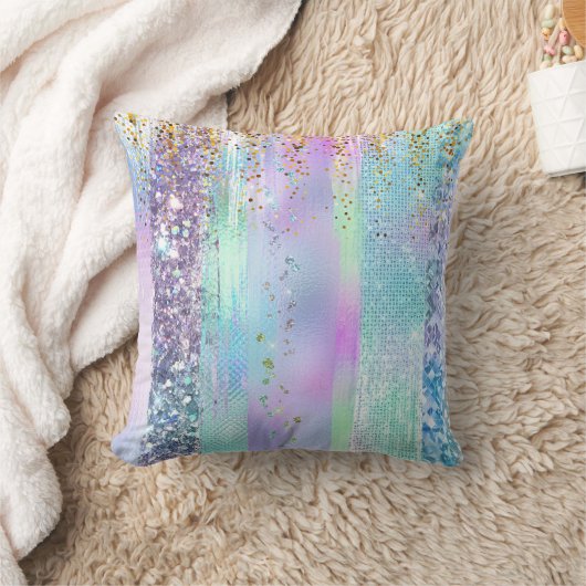 Pastel Rainbow Glitter Pattern Design クッション (ブランケット)