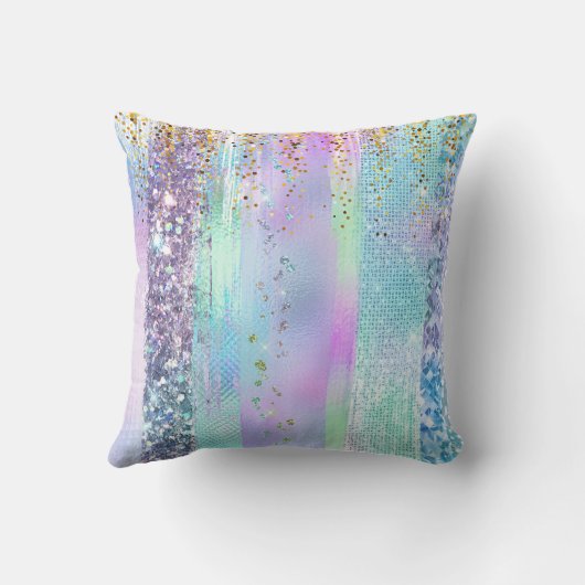 Pastel Rainbow Glitter Pattern Design クッション (裏面)