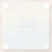 Pastel Rainbow Gradient Monogram ガラスコースター (裏面)