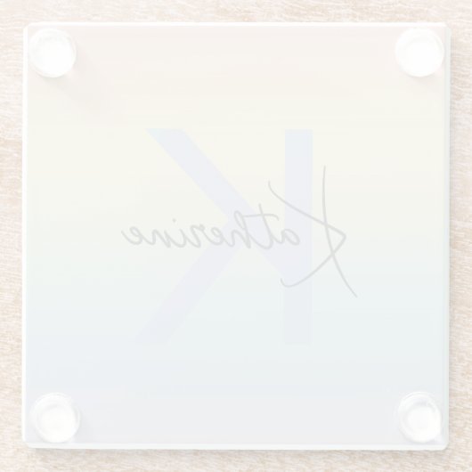 Pastel Rainbow Gradient Monogram ガラスコースター (裏面)