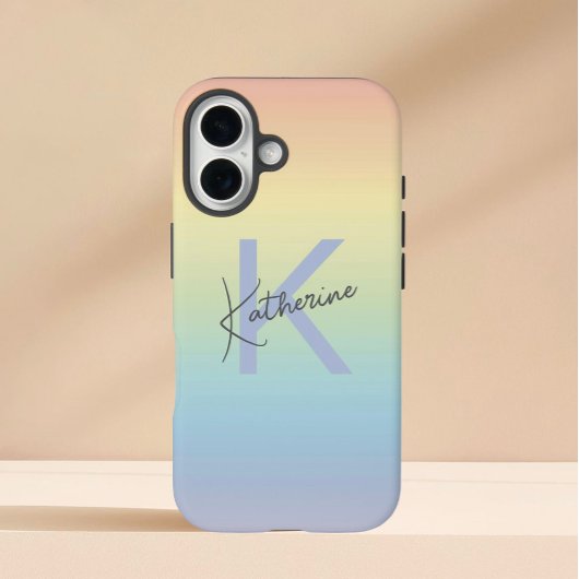 Pastel Rainbow Gradient Monogram Case-Mate iPhoneケース