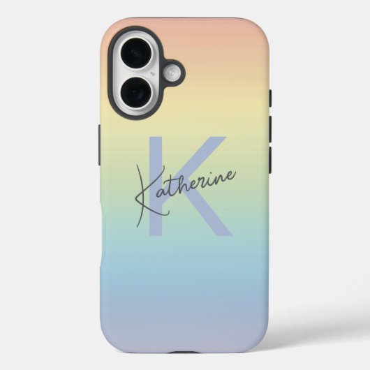 Pastel Rainbow Gradient Monogram Case-Mate iPhoneケース (裏面)