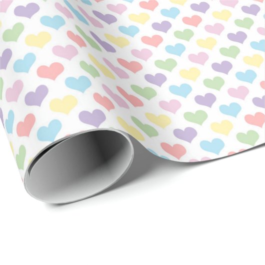 Pastel Rainbow Heart Pattern Wrapping Paper ラッピングペーパー (ロールコーナー)