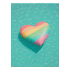 Pastel Rainbow Heart Pool Float Art Dreamy Summer ポスター