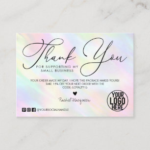 Pastel Rainbow Holographic Customer Thank You 名刺