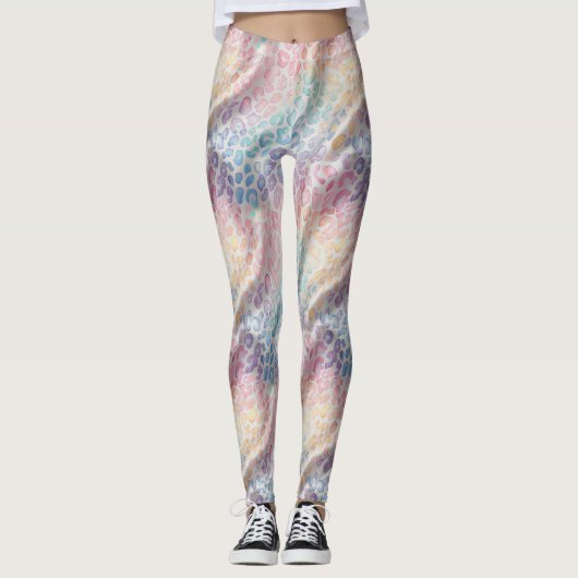 Pastel Rainbow Leopard Print Leggings レギンス (正面)