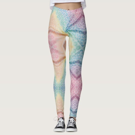 Pastel Rainbow Leopard Print Leggings レギンス (正面)