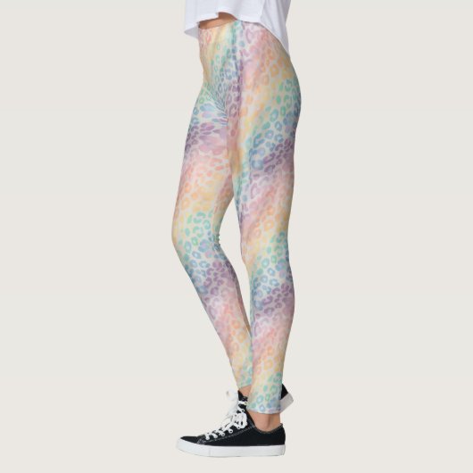 Pastel Rainbow Leopard Print Leggings レギンス (左)