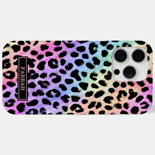Pastel Rainbow Leopard Print Monogrammed Case-Mate iPhoneケース (裏面 (横))