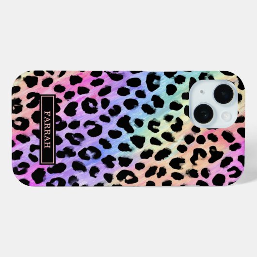 Pastel Rainbow Leopard Print Monogrammed Case-Mate iPhoneケース (裏面 (横))