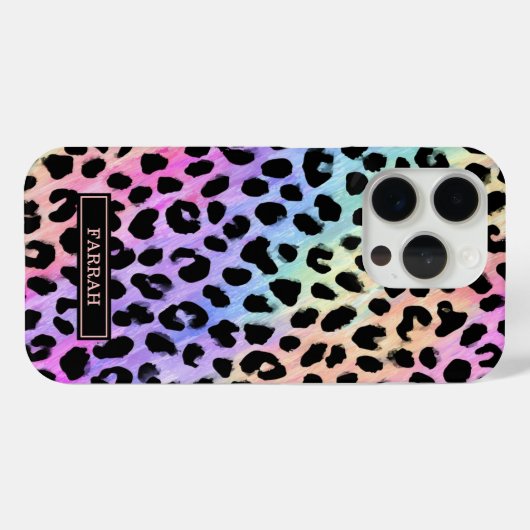 Pastel Rainbow Leopard Print Monogrammed Case-Mate iPhoneケース (裏面 (横))