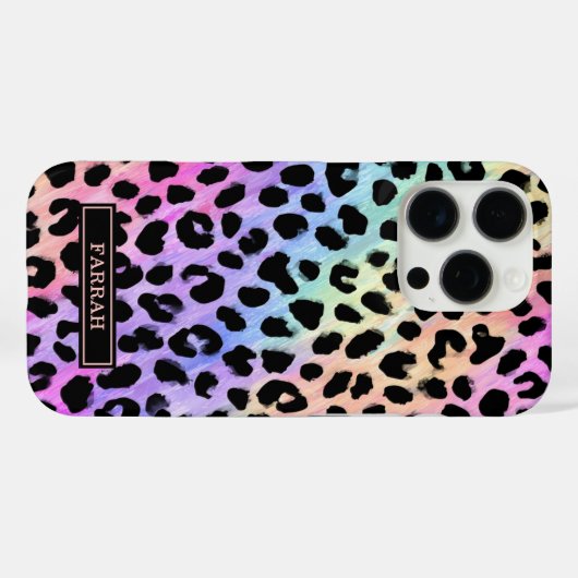 Pastel Rainbow Leopard Print Monogrammed Case-Mate iPhoneケース (裏面 (横))