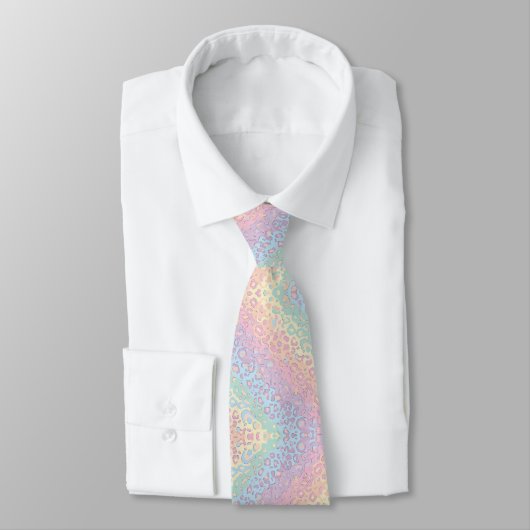 Pastel Rainbow Leopard Print Neck Tie ネクタイ (タイ)