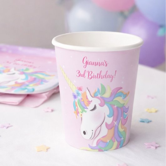 Pastel Rainbow Magical Unicorn Flower Crown 紙コップ