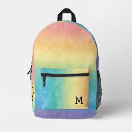 Pastel Rainbow Monogram Cute and Aesthetic Style プリントバックパック