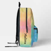 Pastel Rainbow Monogram Cute and Aesthetic Style プリントバックパック (左)