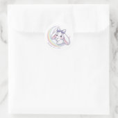 Pastel Rainbow Moon Bunny - Dreamy Starry Night  ラウンドシール (バッグ)