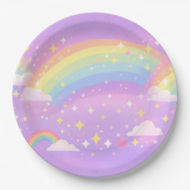 Pastel Rainbow Neurospicy Party Paper Plates ペーパープレート