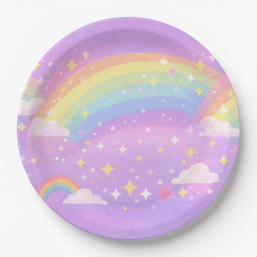 Pastel Rainbow Neurospicy Party Paper Plates ペーパープレート (正面)