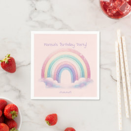 Pastel Rainbow Paper Napkins – Birthday Party スタンダードカクテルナプキン