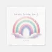 Pastel Rainbow Paper Napkins – Birthday Party スタンダードカクテルナプキン (正面)