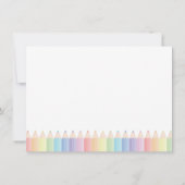 Pastel Rainbow Pencils Teacher便りのメモ ノートカード (裏面)