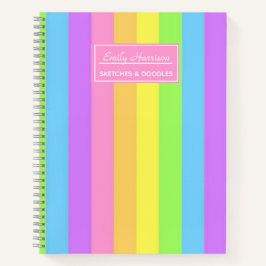 Pastel Rainbow Personalized Colorful Striped ノートブック
