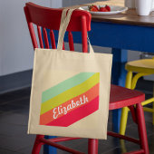 Pastel Rainbow Personalized Name トートバッグ