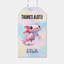 Pastel Rainbow Pink Axolotl Birthday Favor Tags ギフトタグ