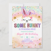 Pastel Rainbow Sequins Bunny Invitation 招待状 (正面)