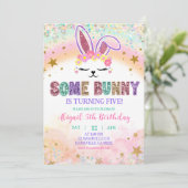 Pastel Rainbow Sequins Bunny Invitation 招待状 (スタンド正面)