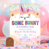 Pastel Rainbow Sequins Bunny Invitation 招待状