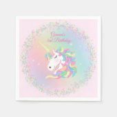 Pastel Rainbow Sparkle Magical Unicorn Birthday  スタンダードカクテルナプキン (正面)