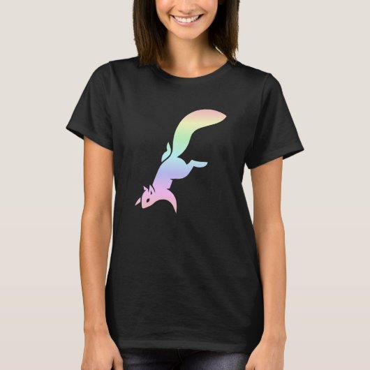 Pastel Rainbow Squirrel Silhouette Tシャツ (正面)