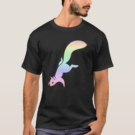 Pastel Rainbow Squirrel Silhouette Tシャツ (正面)