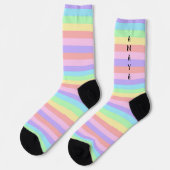Pastel Rainbow Stripes Decora Style ソックス (左)