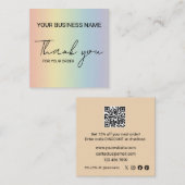 Pastel Rainbow Thank You  スクエア名刺 (正面/裏面)