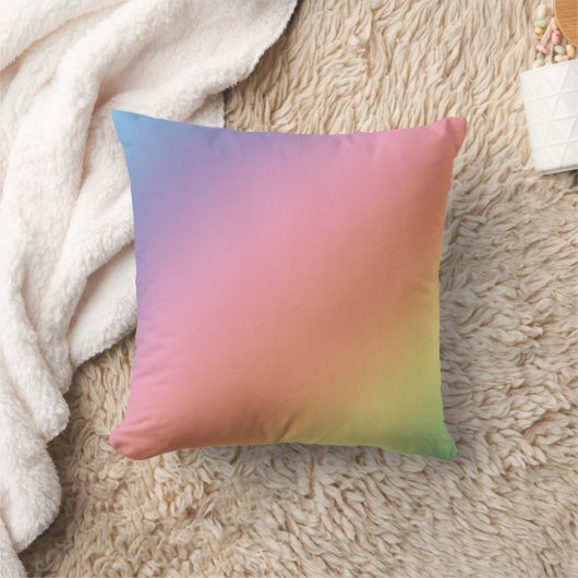 Pastel Rainbow Throw Pillow クッション (ブランケット)